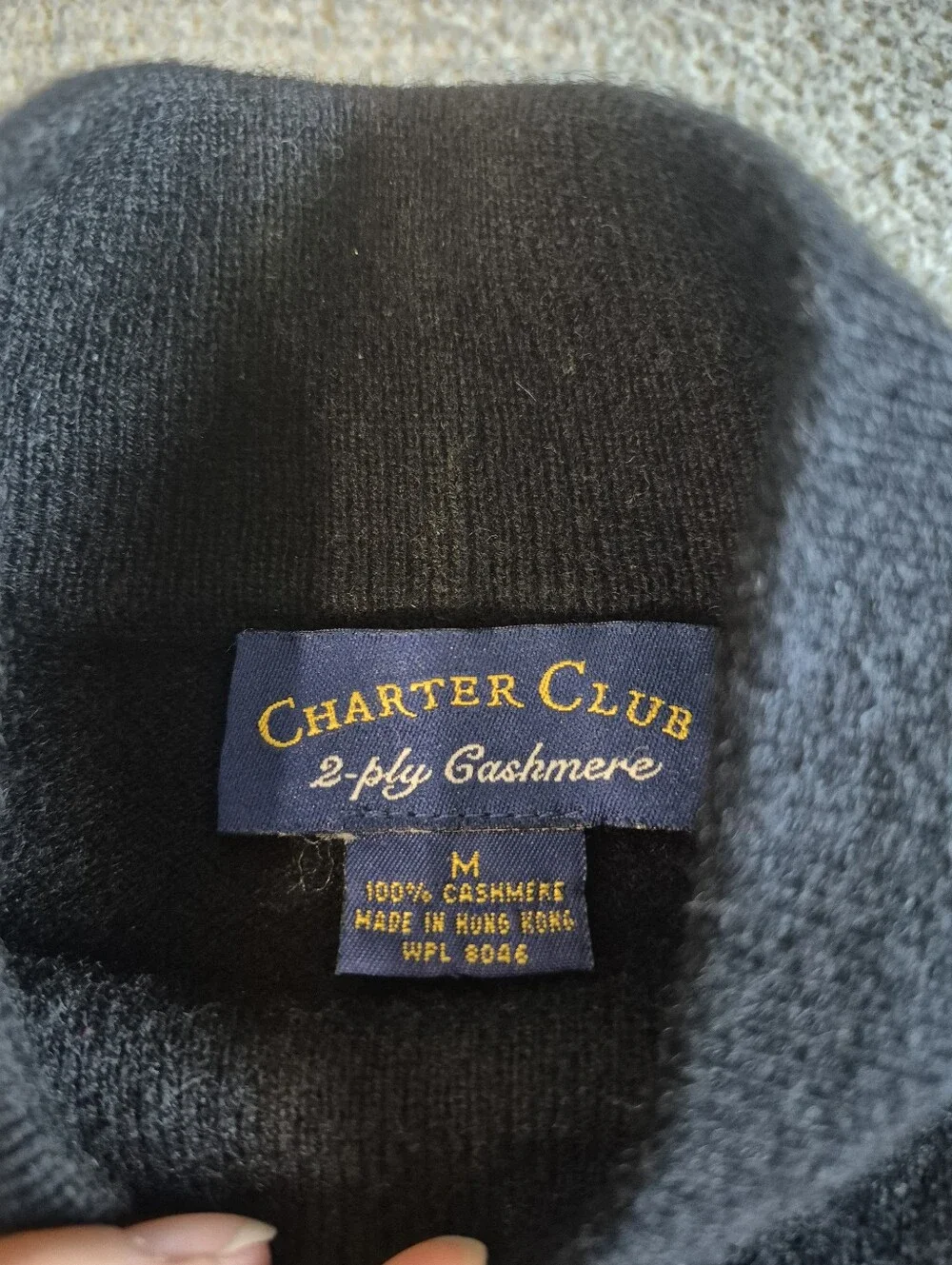 Charter Club Womens 2 Ply Cashmere Black High Neck Long Sleeve Med Layer Classic